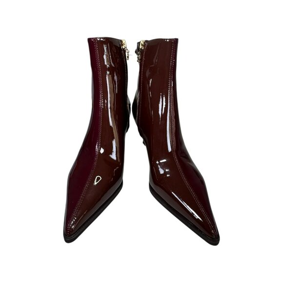 Circus NY Sam Edelman Yuki Burgundy Patent Pointed Toe Kitten Heel Booties SZ 7 - Picture 2 of 15